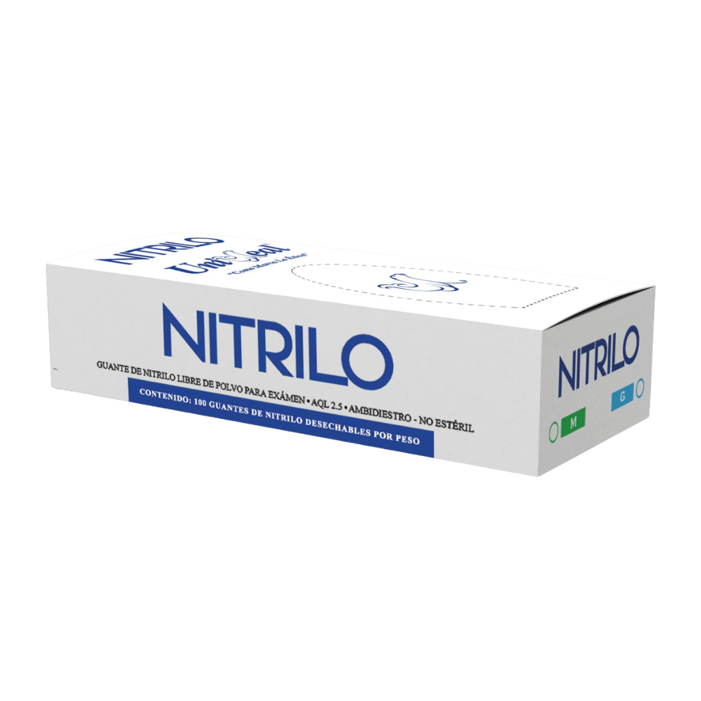 GUANTE NITRILO AZUL M C/100 PZAS UNISEAL