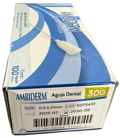 AGUJA DENTAL CORTA 30G C/100 PZAS AMBIDERM
