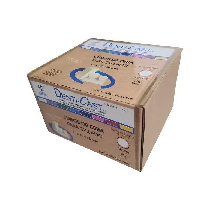 CUBO DE CERA P/TALLADO AMARILLO C/100 PZAS DENTI-CAST