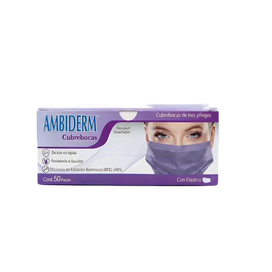 CUBREBOCA AMBIDERM VIOLETA C/50 PZAS