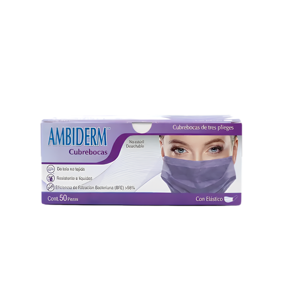 CUBREBOCA AMBIDERM VIOLETA C/50 PZAS