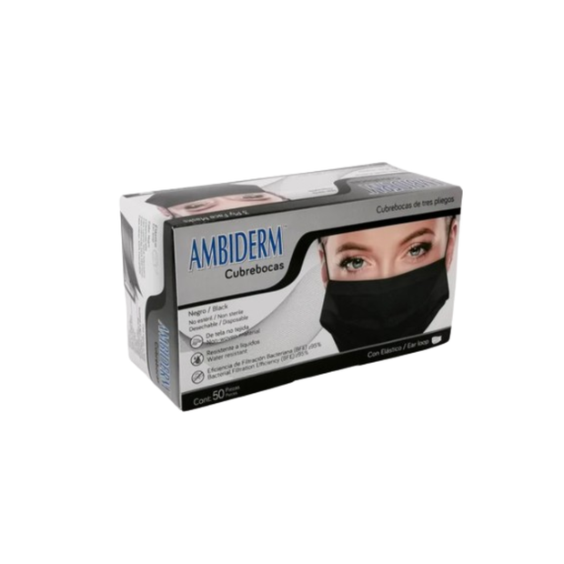 CUBREBOCA AMBIDERM NEGRO C/50 PZAS