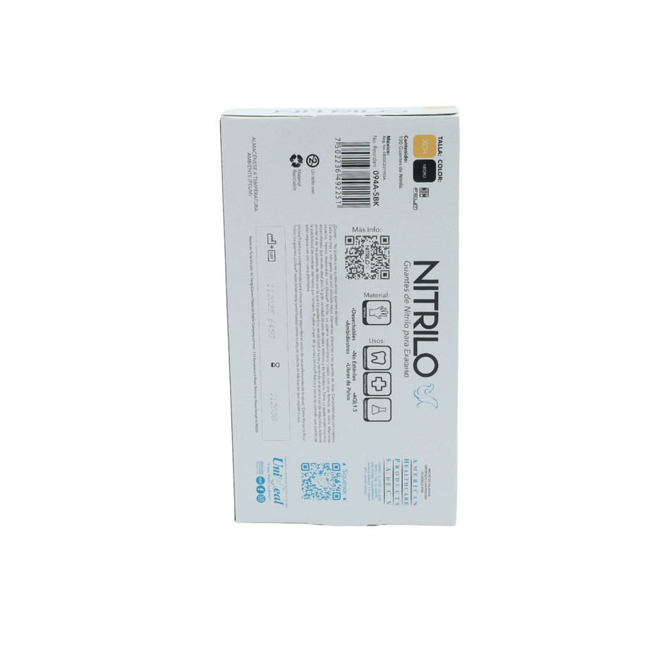 GUANTE NITRILO NEGRO XCH C/100 PZAS UNISEAL