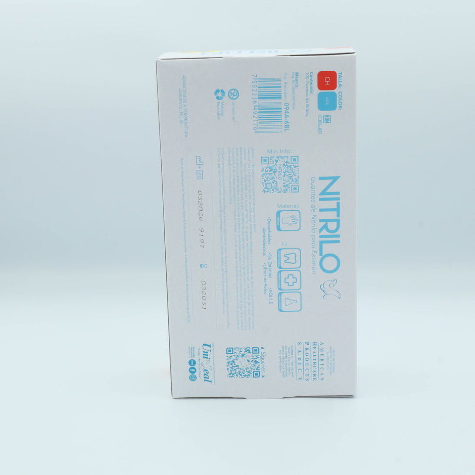 GUANTE NITRILO AZUL CH C/100 PZAS UNISEAL