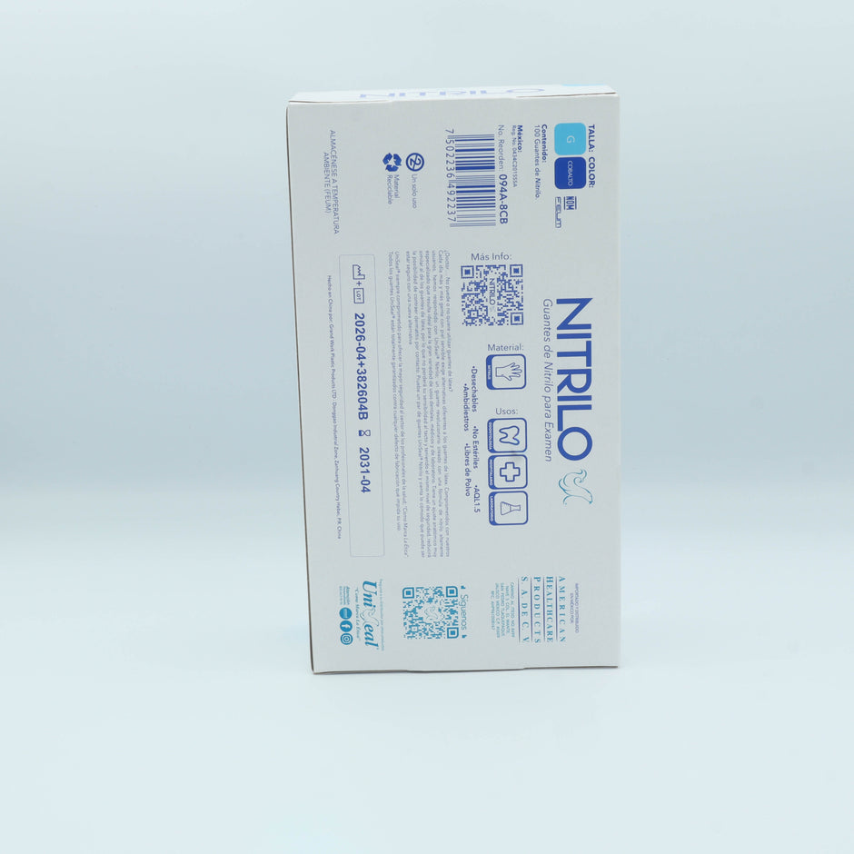 GUANTE NITRILO AZUL COBALTO G C/100 PZAS UNISEAL
