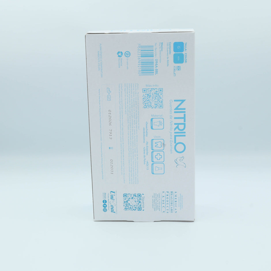 GUANTE NITRILO AZUL G C/100 PZAS UNISEAL