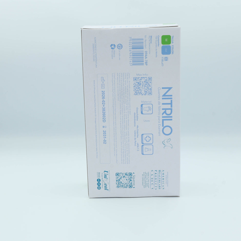 GUANTE NITRILO AZUL PURPURA M C/100 PZAS UNISEAL