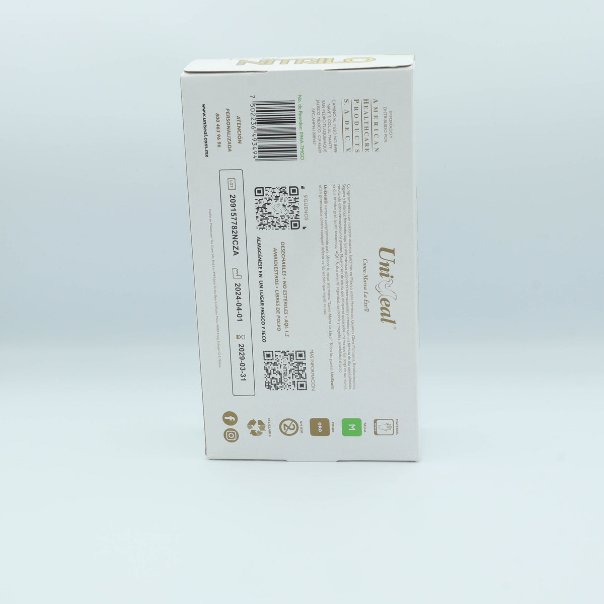 GUANTE NITRILO MULTIUSOS DORADO  METALICO M C/100 PZAS UNISEAL
