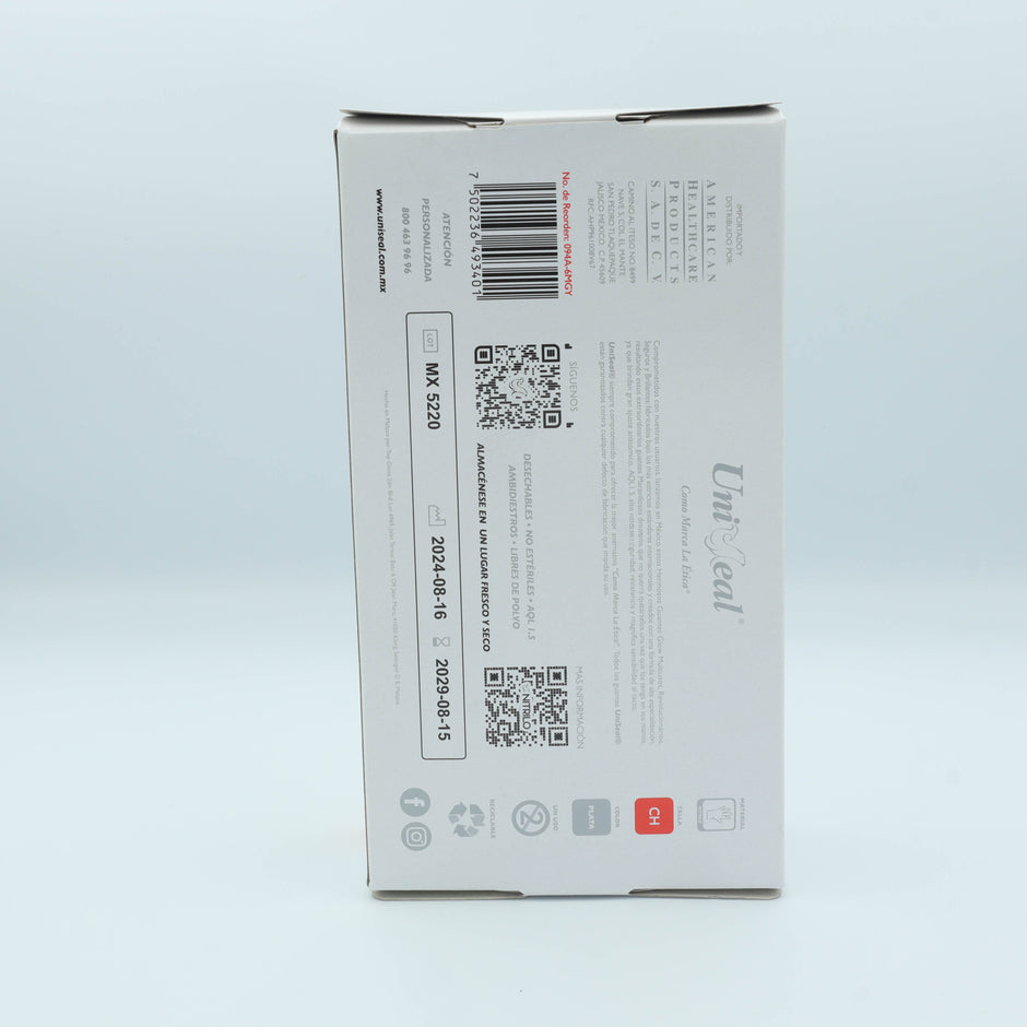 GUANTE NITRILO MULTIUSOS GRIS METALICO CH C/100 PZAS UNISEAL