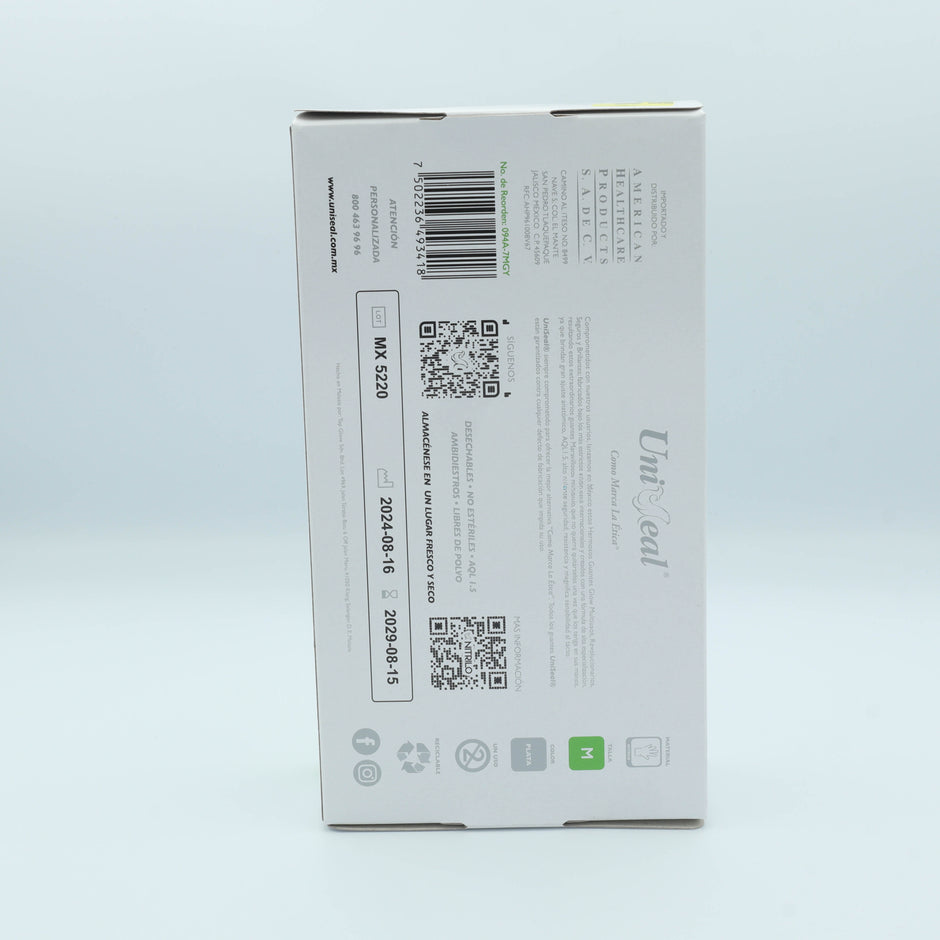 GUANTE NITRILO MULTIUSOS GRIS METALICO M C/100 PZAS UNISEAL