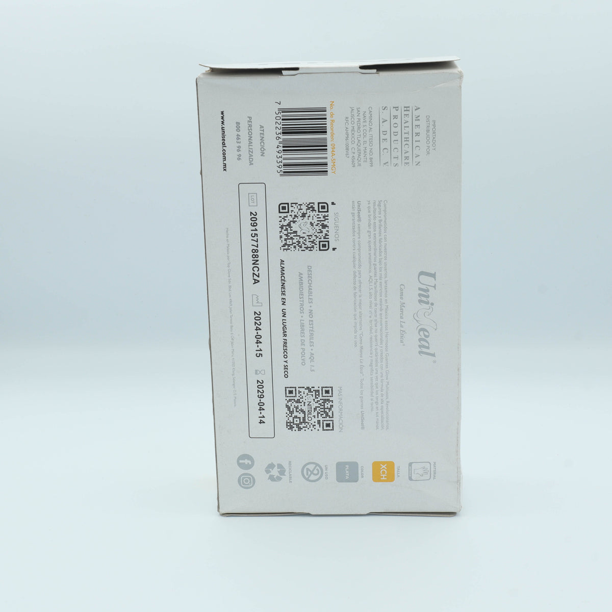 GUANTE NITRILO MULTIUSOS GRIS  METALICO XCH C/100 PZAS UNISEAL