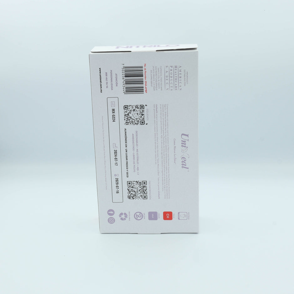 GUANTE NITRILO MULTIUSOS PURPURA METALICO CH C/100 PZAS UNISEAL