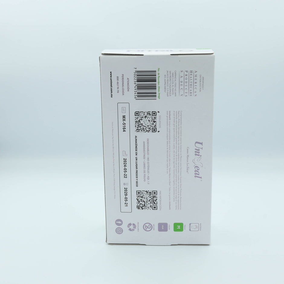GUANTE NITRILO MULTIUSOS PURPURA METALICO M C/100 PZAS UNISEAL