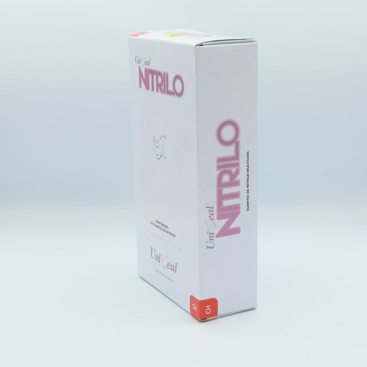 GUANTE NITRILO MULTIUSOS ROSA METALICO CH C/100 PZAS UNISEAL