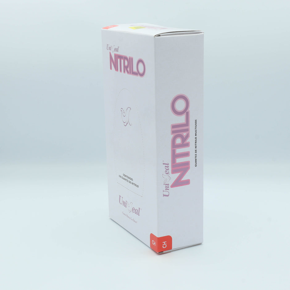 GUANTE NITRILO MULTIUSOS ROSA METALICO CH C/100 PZAS UNISEAL