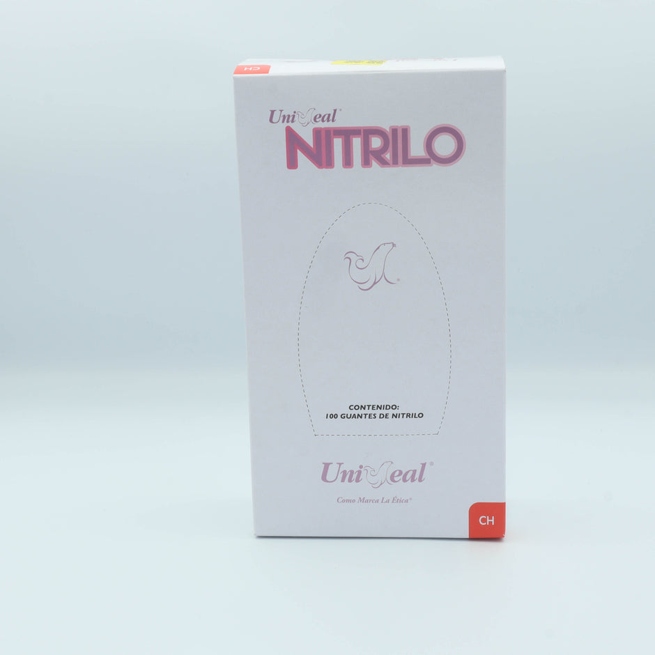 GUANTE NITRILO MULTIUSOS ROSA METALICO CH C/100 PZAS UNISEAL