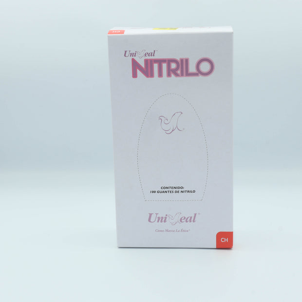 GUANTE NITRILO MULTIUSOS ROSA METALICO CH C/100 PZAS UNISEAL