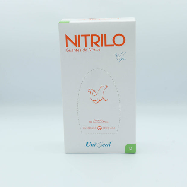 GUANTE NITRILO NARANJA M C/100 PZAS UNISEAL