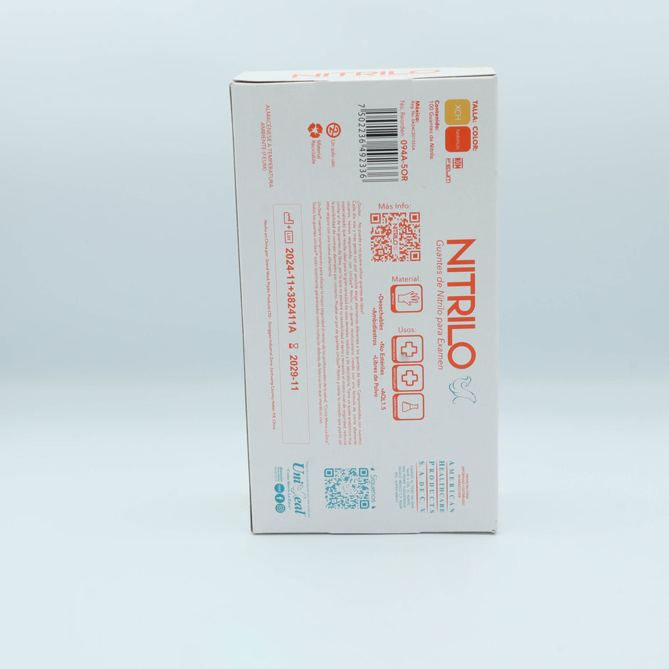 GUANTE NITRILO NARANJA XCH C/100 PZAS UNISEAL