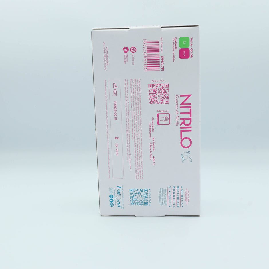 GUANTE NITRILO ROSA M C/100 PZAS UNISEAL