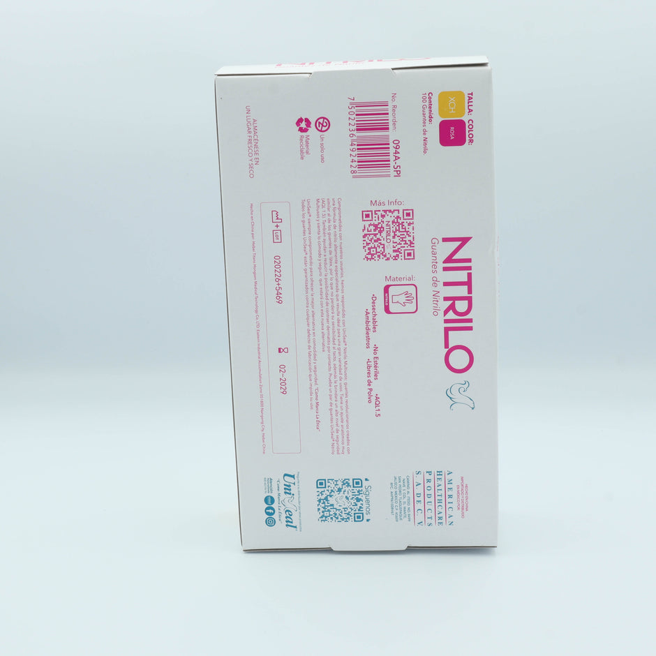 GUANTE NITRILO ROSA XCH C/100 PZAS UNISEAL