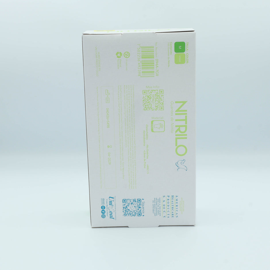 GUANTE NITRILO VERDE M C/100 PZAS UNISEAL