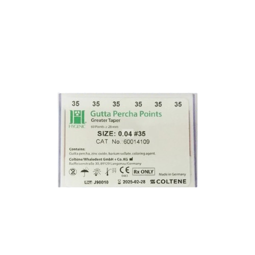 Puntas de Gutapercha GT 04 #35 Hygienic para Endodoncia