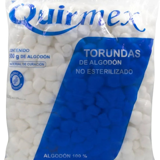 Torundas de Algodón 100% 500 g Quirmex – Material de Curación Absorbente y Suave